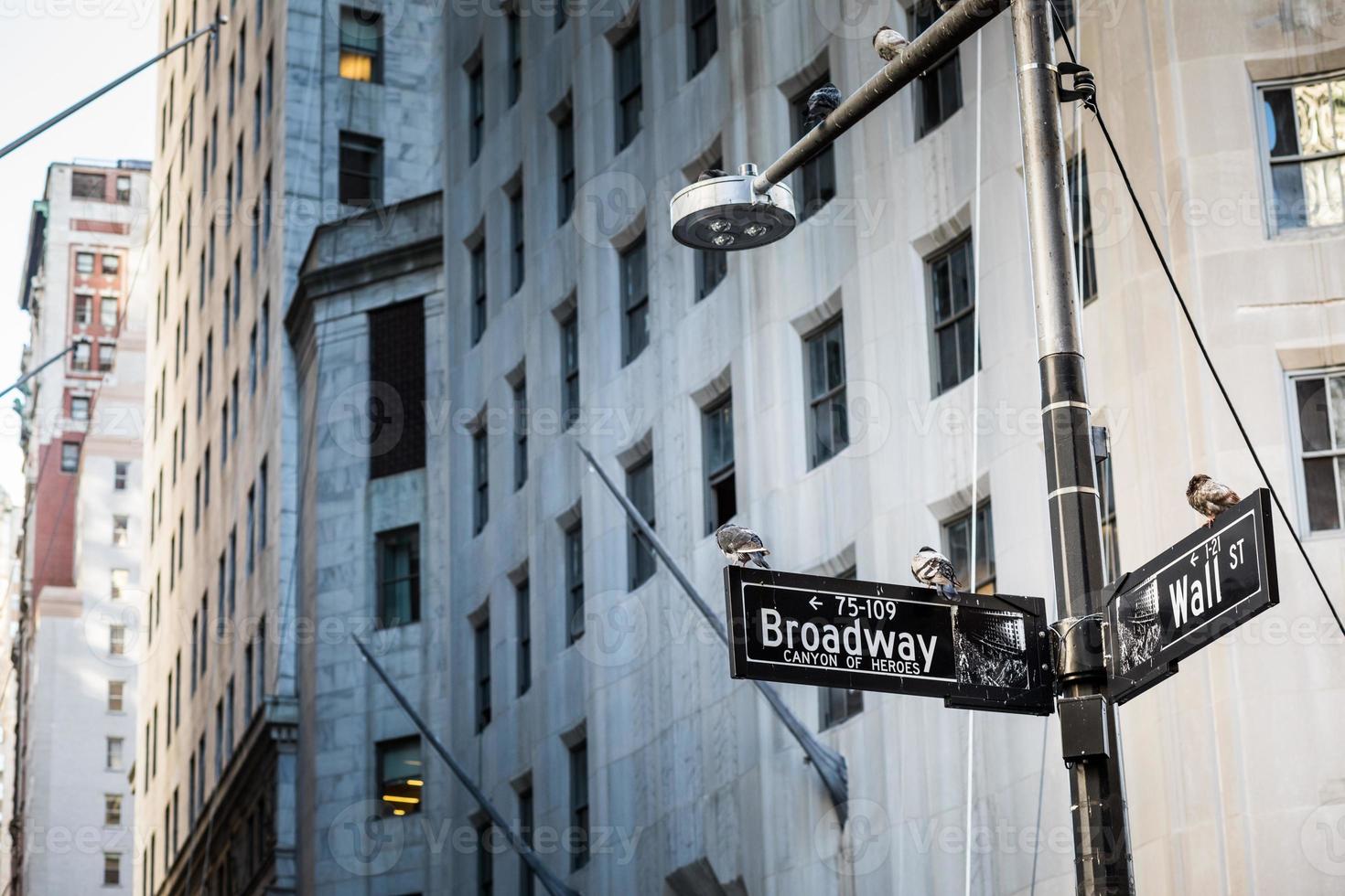 Cartello di Wall Street nella città di Manhattan, New York foto