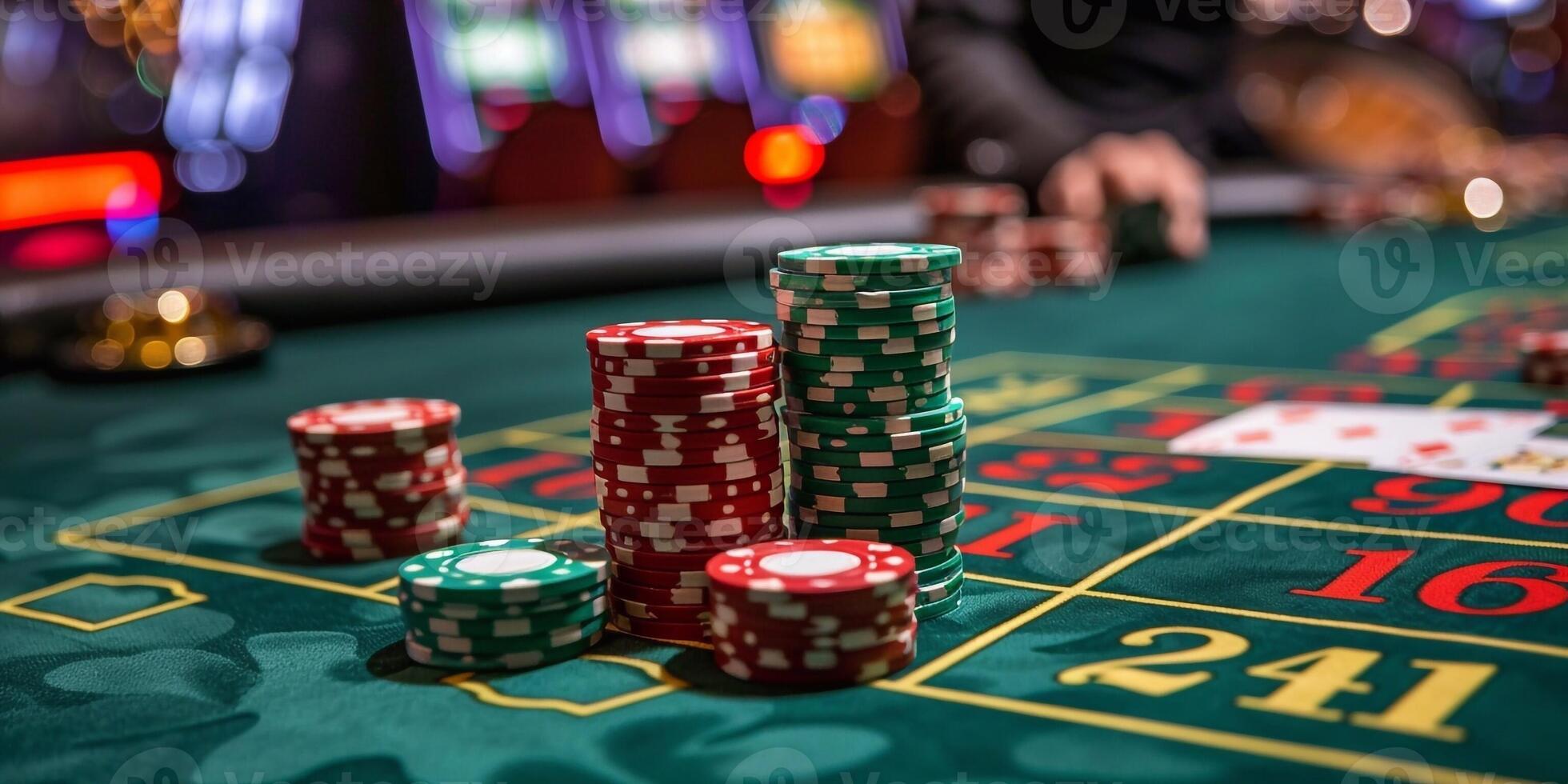 ai generato poker patatine fritte su tavolo nel casinò foto