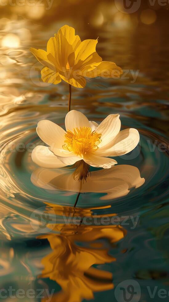 galleggiante fiore con giallo petali foto