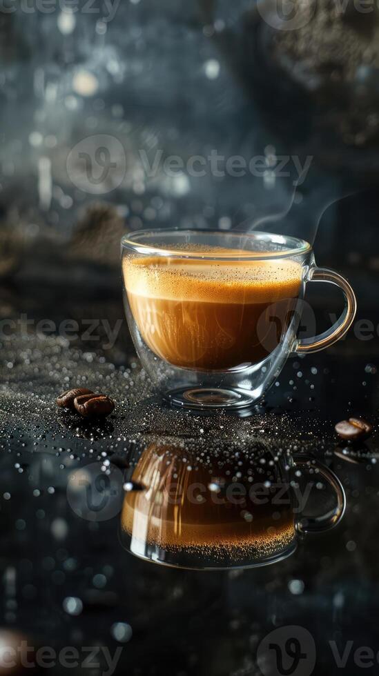 caffè nel bicchiere tazza su bagnato superficie foto