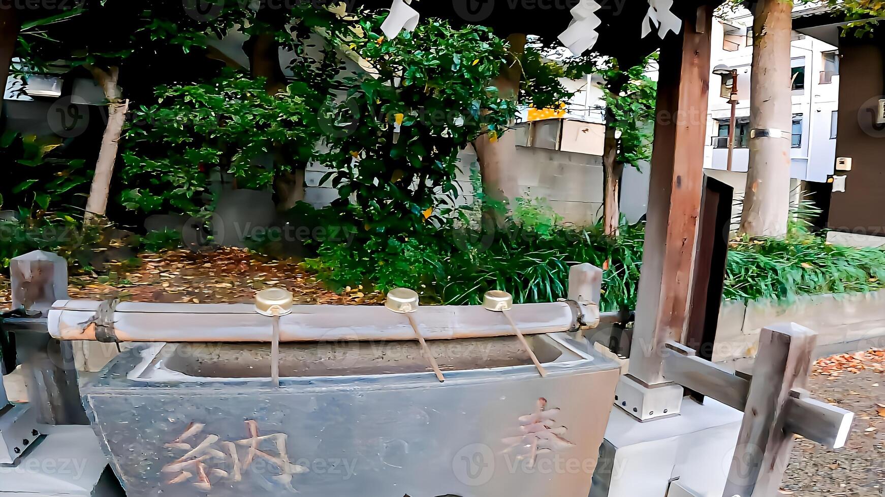 il del santuario chozubya. lavare il tuo bocca e mani...takezuka santuario, un' santuario collocato nel takeotsuka, adachi reparto, tokyo, Giappone esso è disse quello durante il 978-982, is jingu era commissionato e costruito, foto