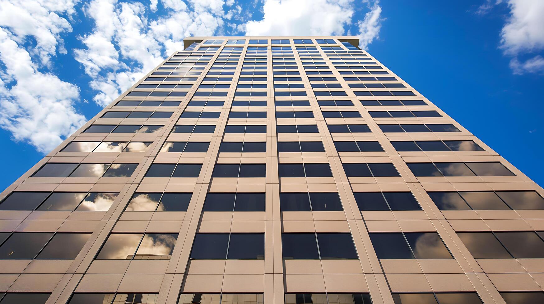 un' alto edificio con finestre e un' blu cielo foto