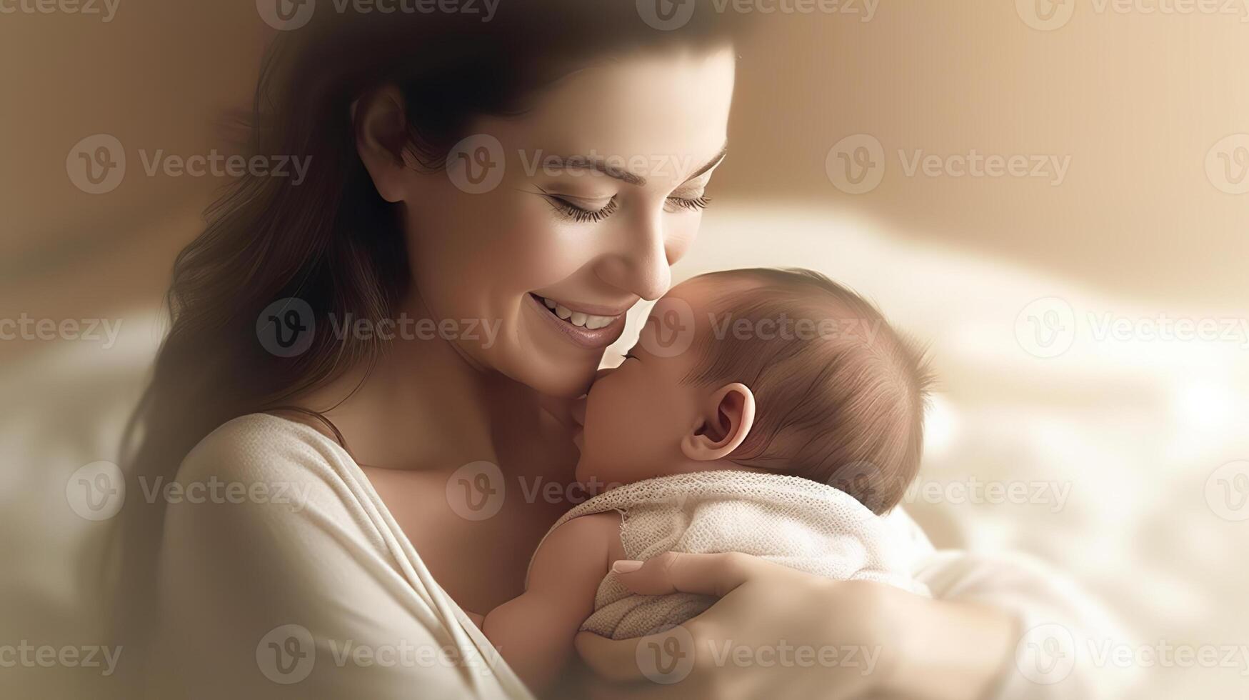 ai generato beato maternità cattura il felicità di un' mamma e bambino insieme. creato con generativo ai foto