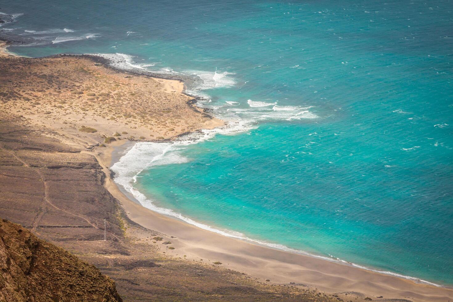 Visualizza di il parte di graciosa isola a partire dal mirador del rio, Lanzarote isola, canarino isole, Spagna foto