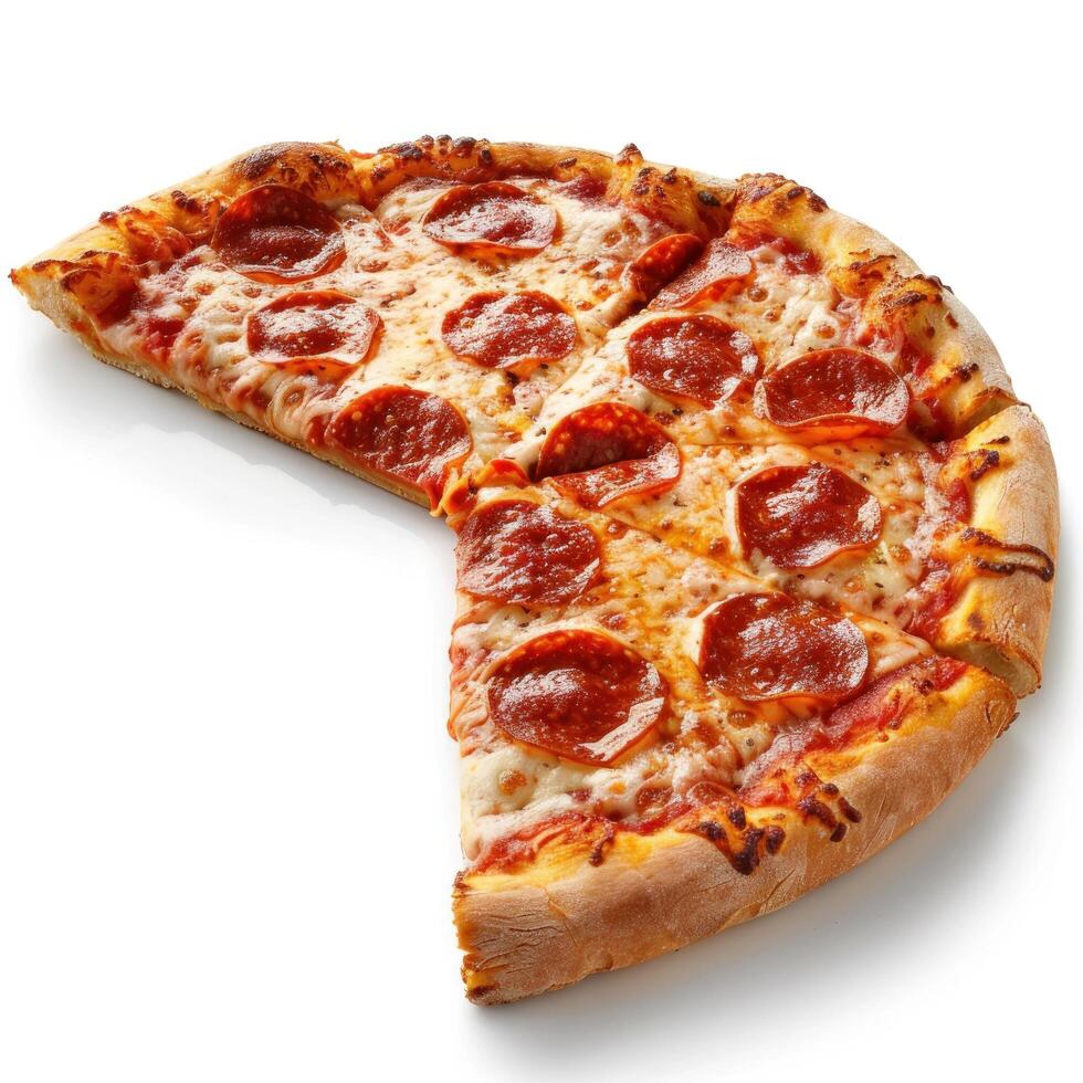 ai generato Pizza isolato su bianca sfondo foto