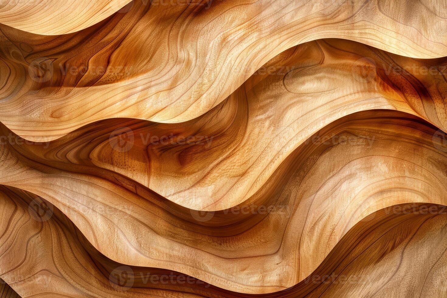 ai generato un artistico interpretazione di di legno onde, in mostra il liscio, fluente modelli e il senza tempo forza di legna foto
