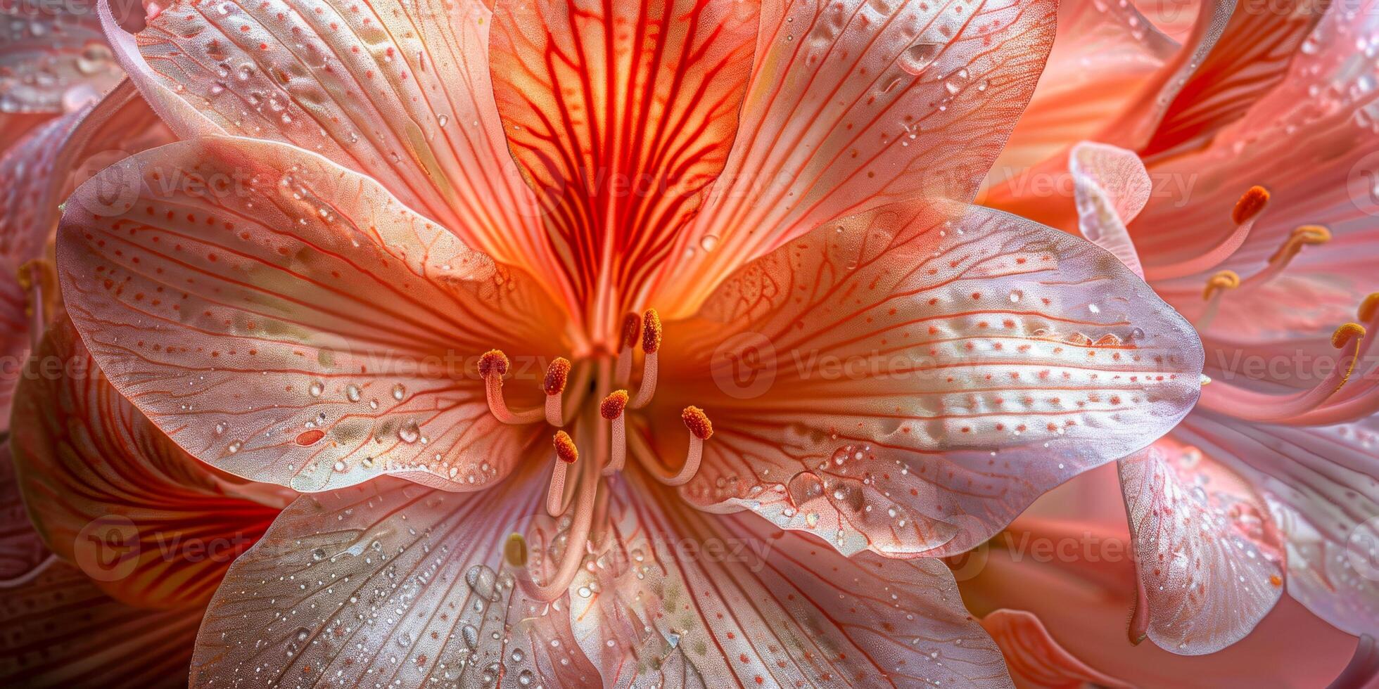 ai generato intricato bellezza di un' baciato dalla rugiada fiore nel vivace fioritura foto
