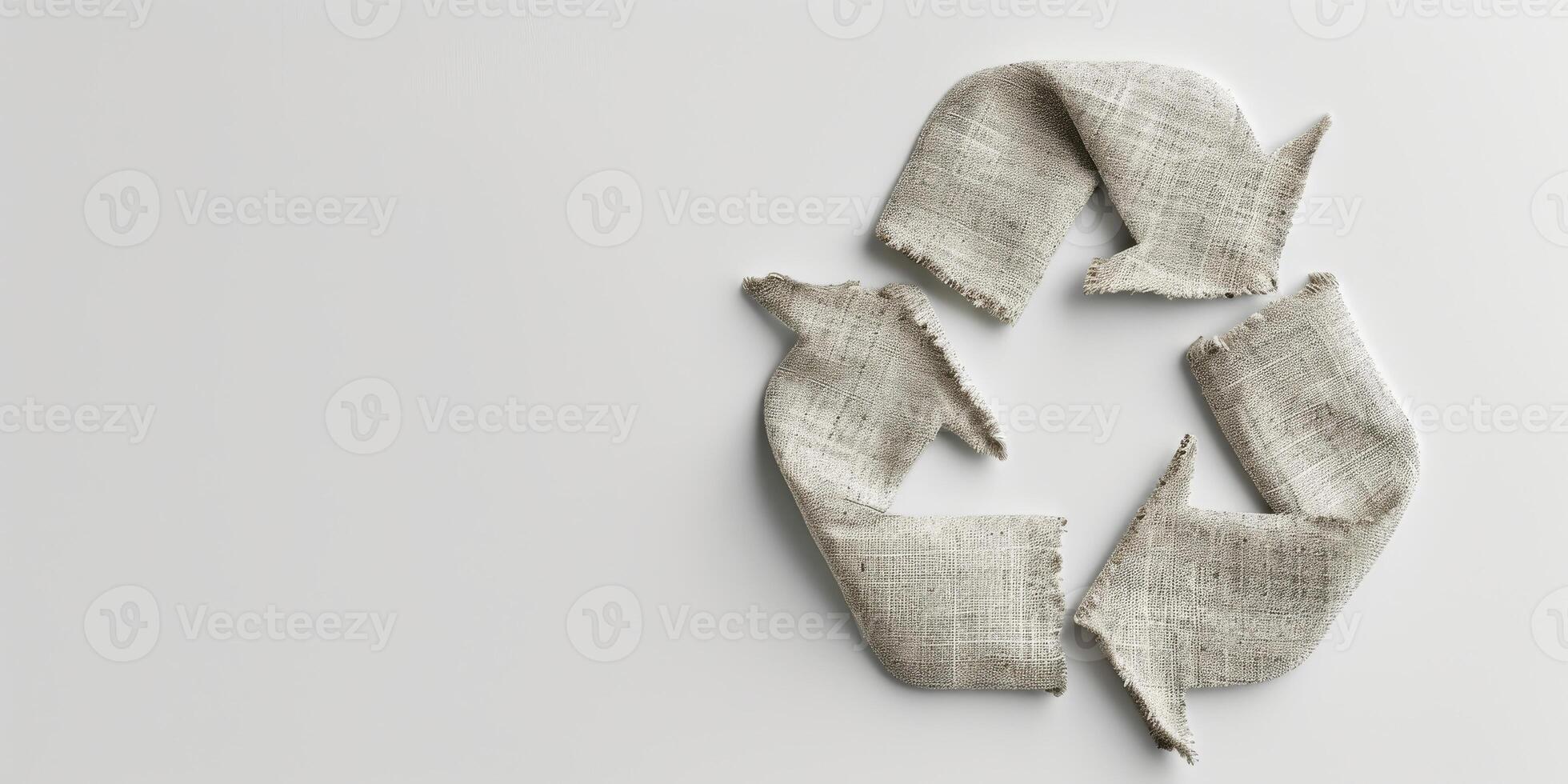 strutturato tela ruvida riciclare simbolo su bianca fondale eco consapevolezza foto