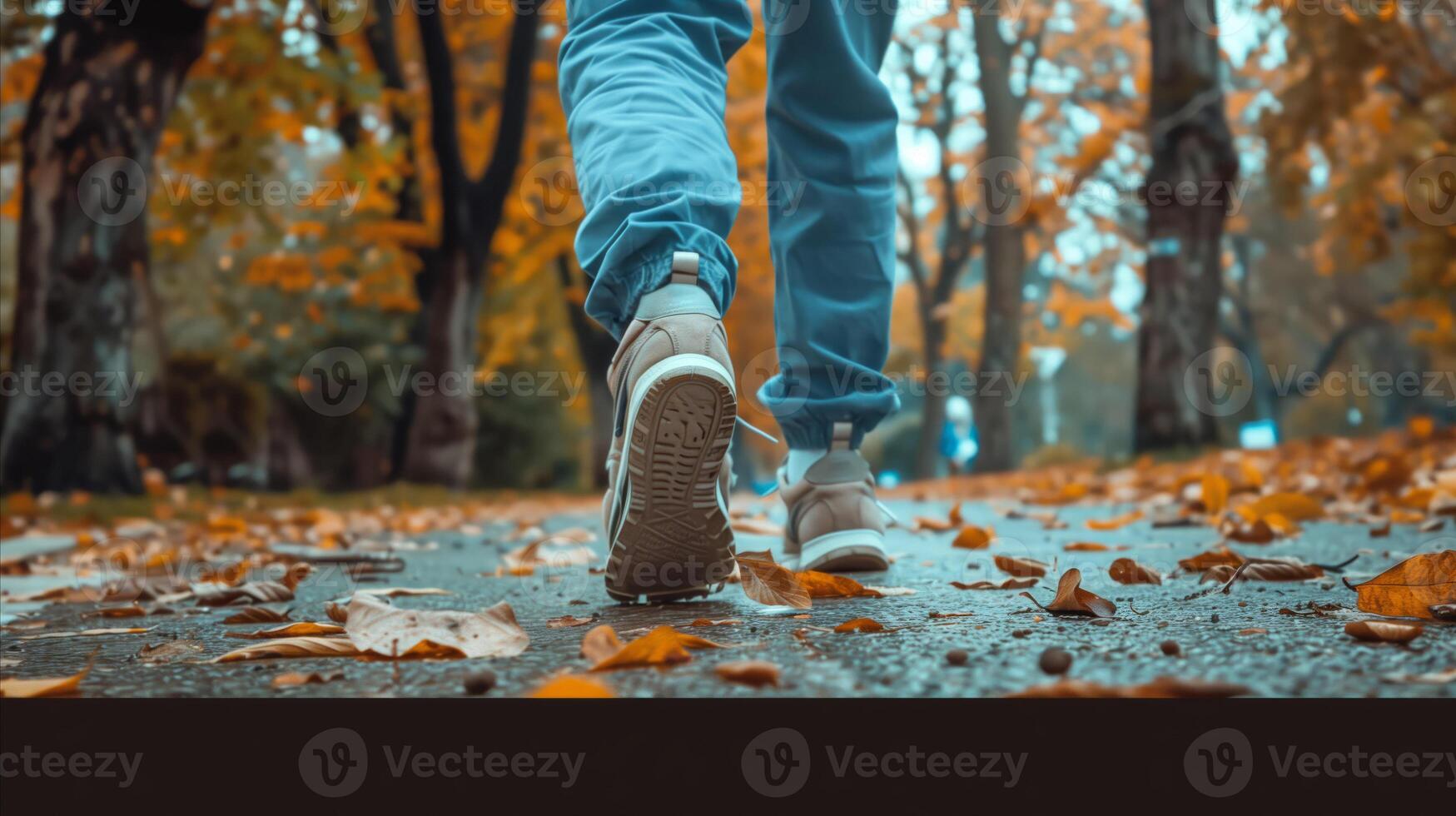 autunno passeggiare attraverso un' ricoperto di foglie parco sentiero foto