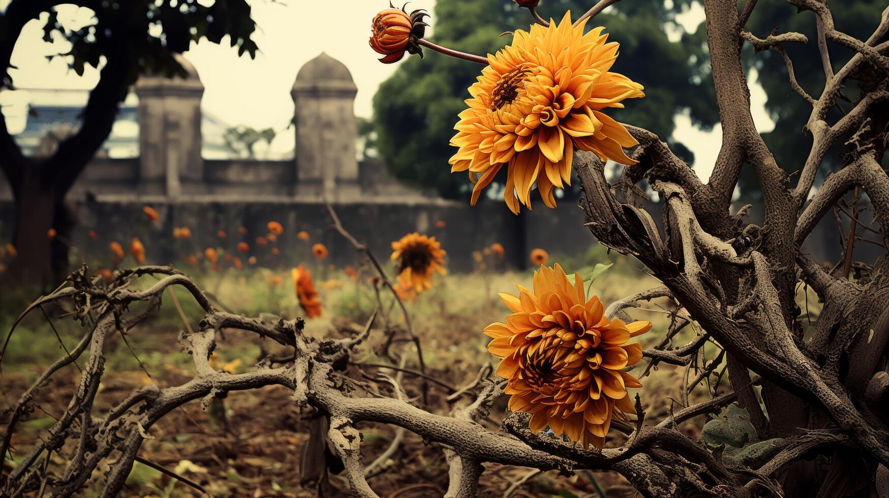 secco giardino accanto fiorente uno foto