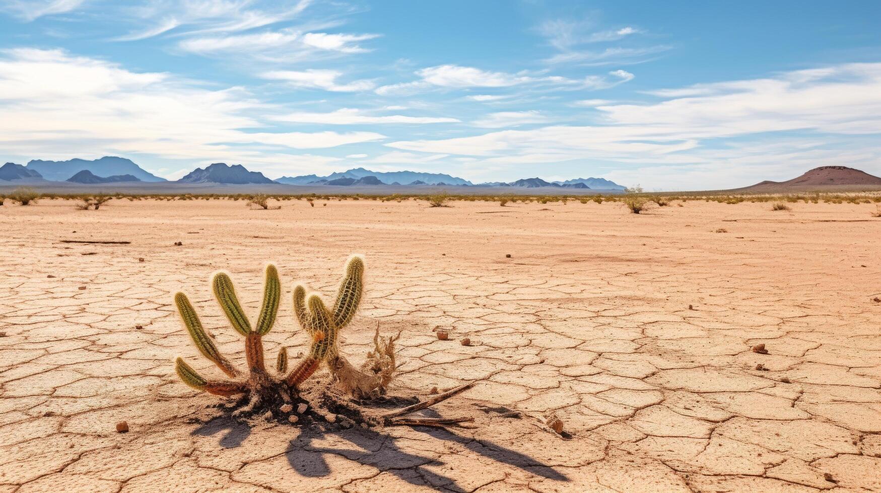 sterile terreno con solitario cactus foto