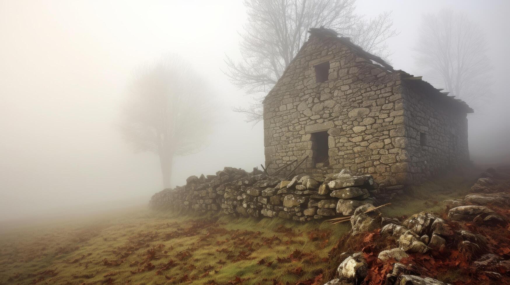 pietra Villetta nebbioso scena foto