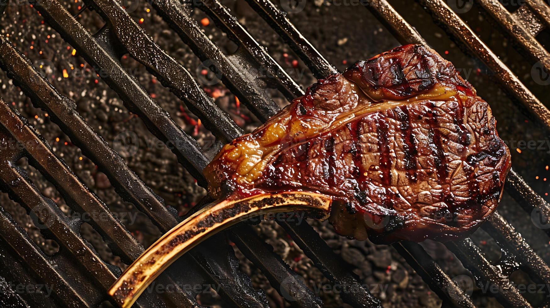 barbecue grigliato tomahawk bistecca su getto ferro griglia superficie sfondo avvicinamento foto