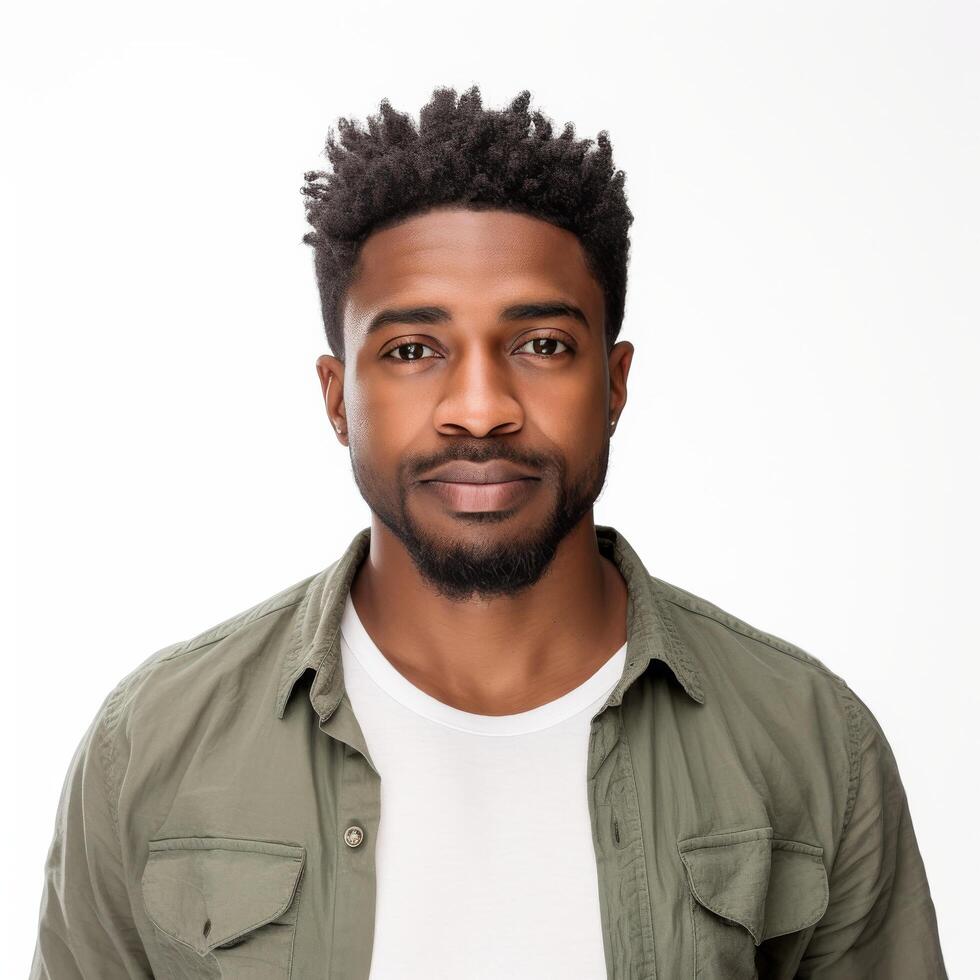 ritratto di un' fiducioso giovane nero uomo per stile di vita o moda marketing foto