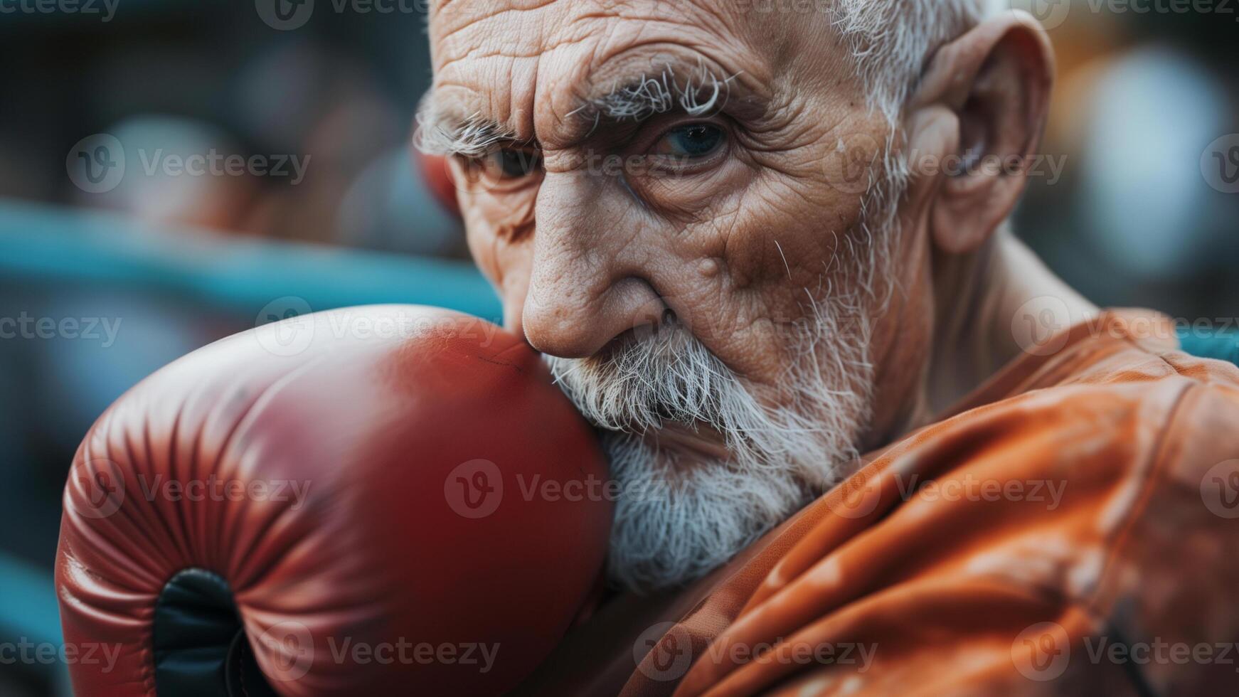 boxe guanti su un' vecchio uomo vicino su. foto