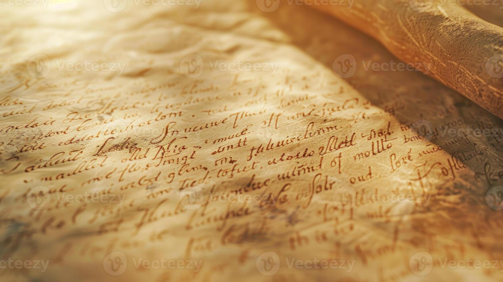 illuminata dal sole avvicinamento di un antico manoscritto. . foto