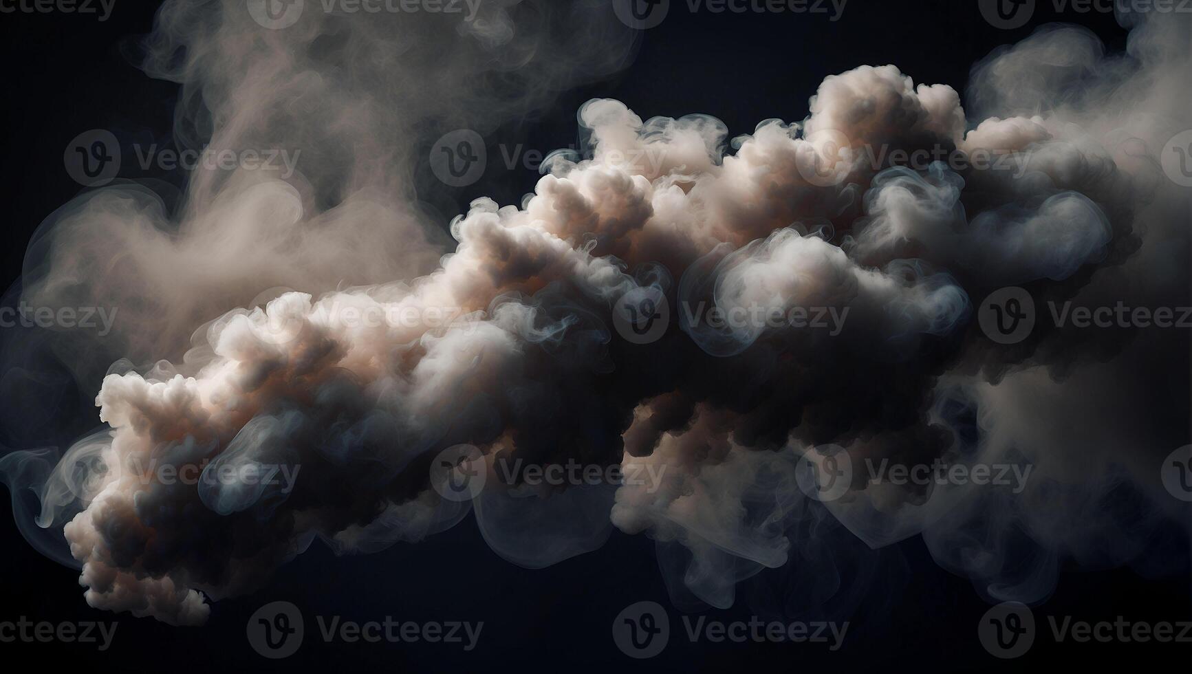 Fumo, nebbia, foschia , su un' completamente nero sfondo per sovrapposizione il schermo foto