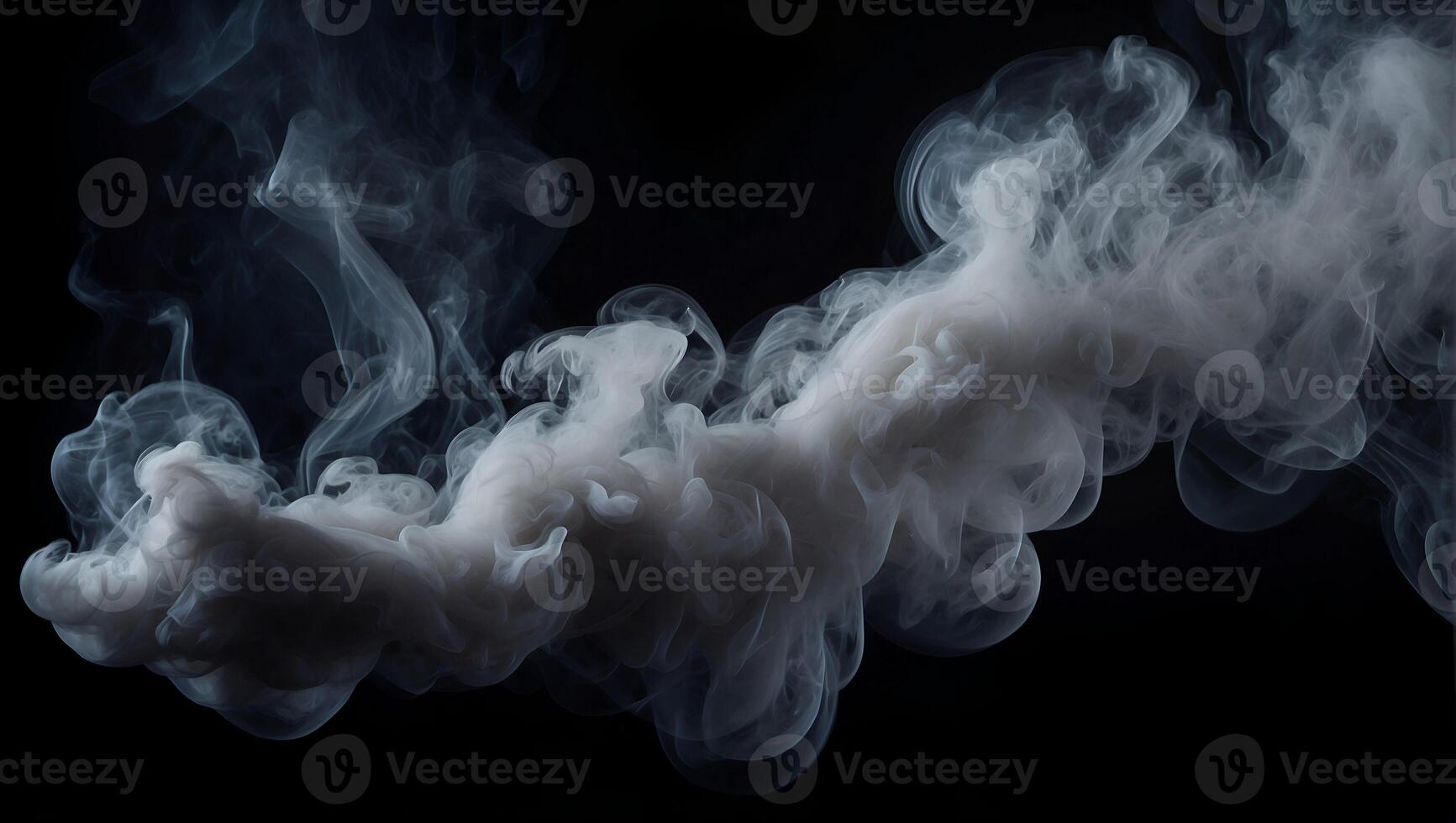 Fumo, nebbia, foschia , su un' completamente nero sfondo per sovrapposizione il schermo foto