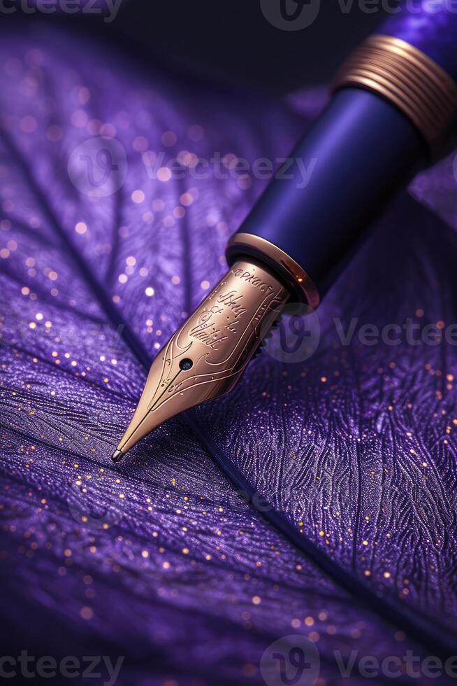 un' lussuoso penna sigillatura contratti nel in profondità viola mistica foto