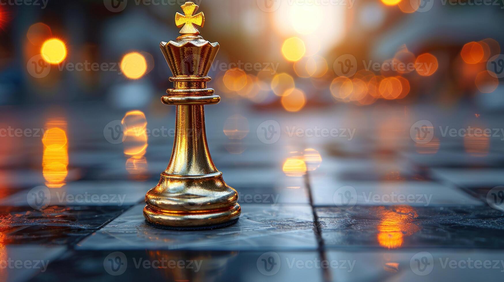 d'oro scacchi pezzo posto su superiore di un' scacchiera foto