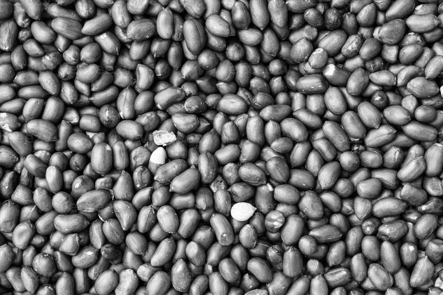 struttura di un' mucchio di noccioli di arachidi. sfondo di salutare pianta vegano cibo. noccioline. nero e bianca. foto