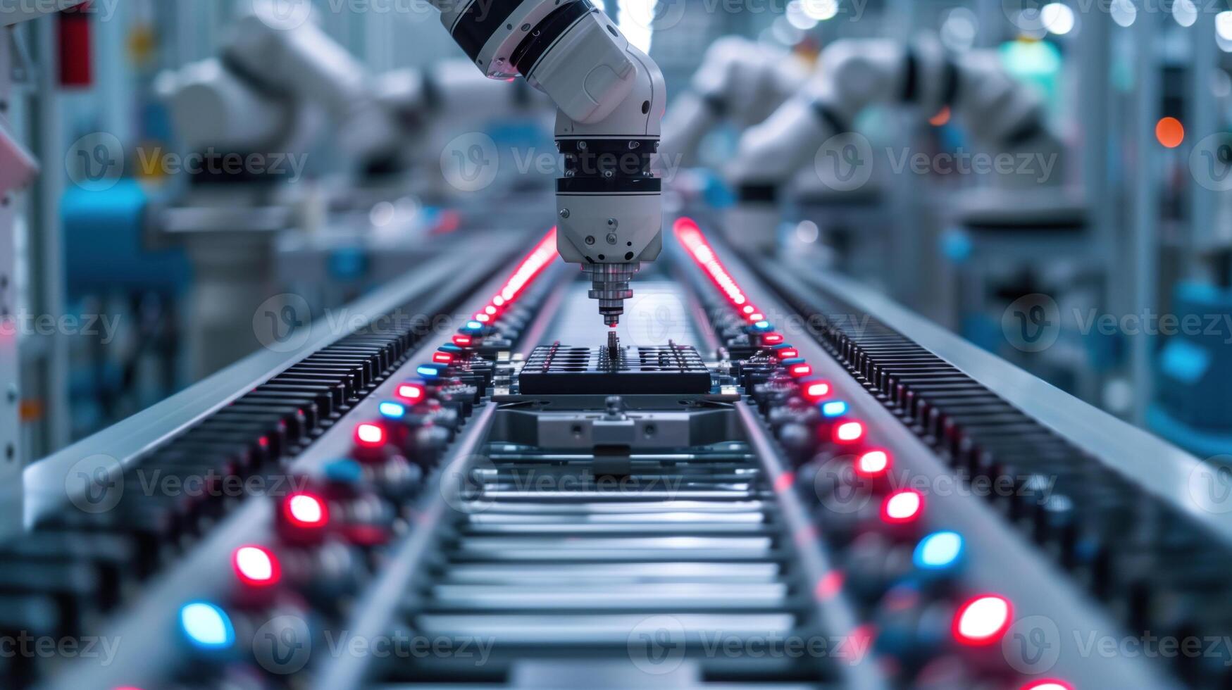 Avanzate robotica e automazione su moderno produzione montaggio linea. foto
