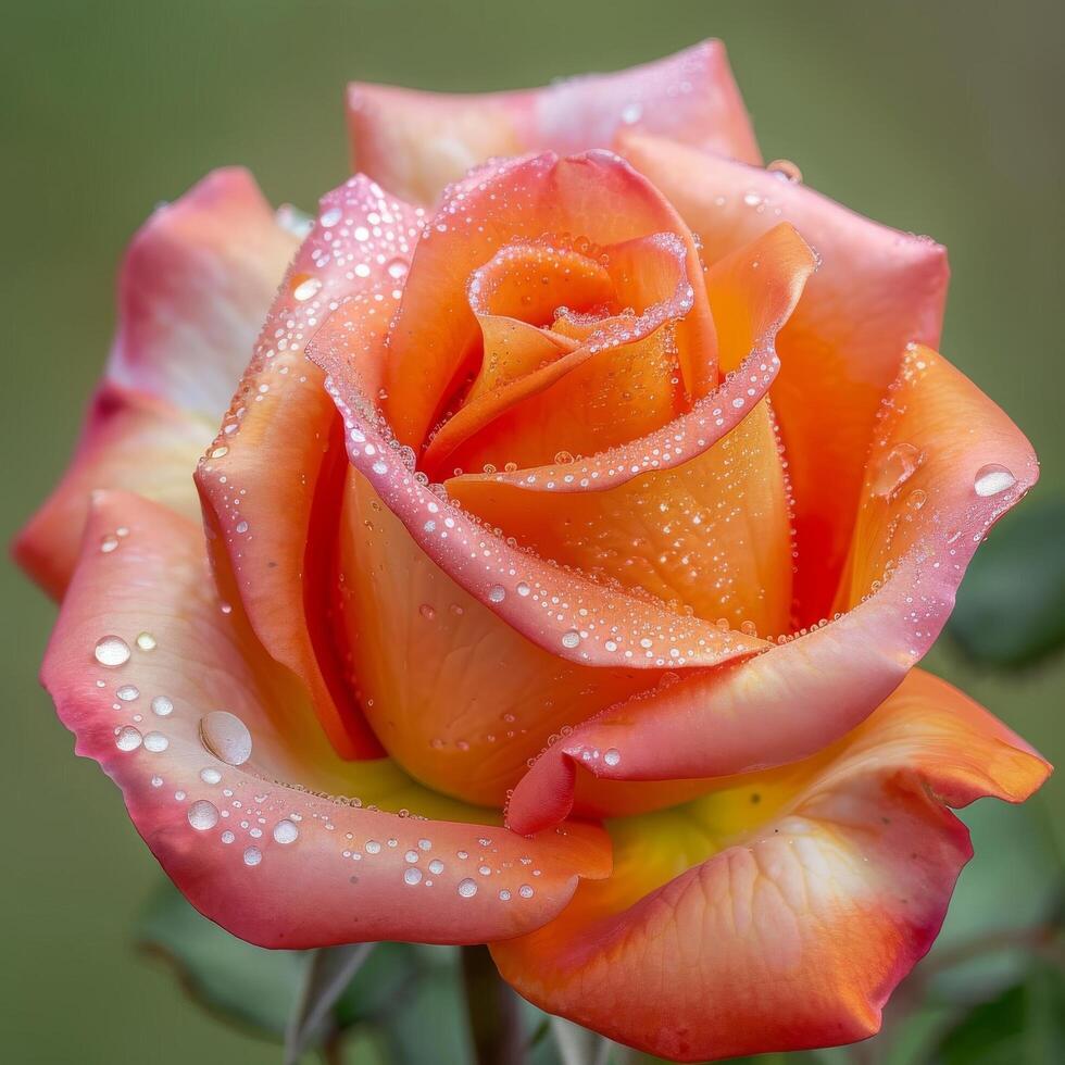 baciato dalla rugiada rosa nel mattina leggero foto