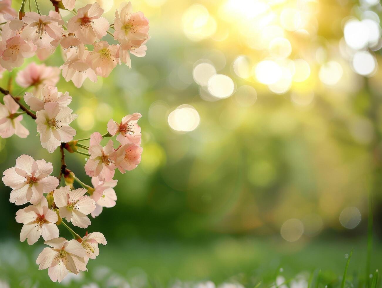 delicato ciliegia fiori nel leggero foto
