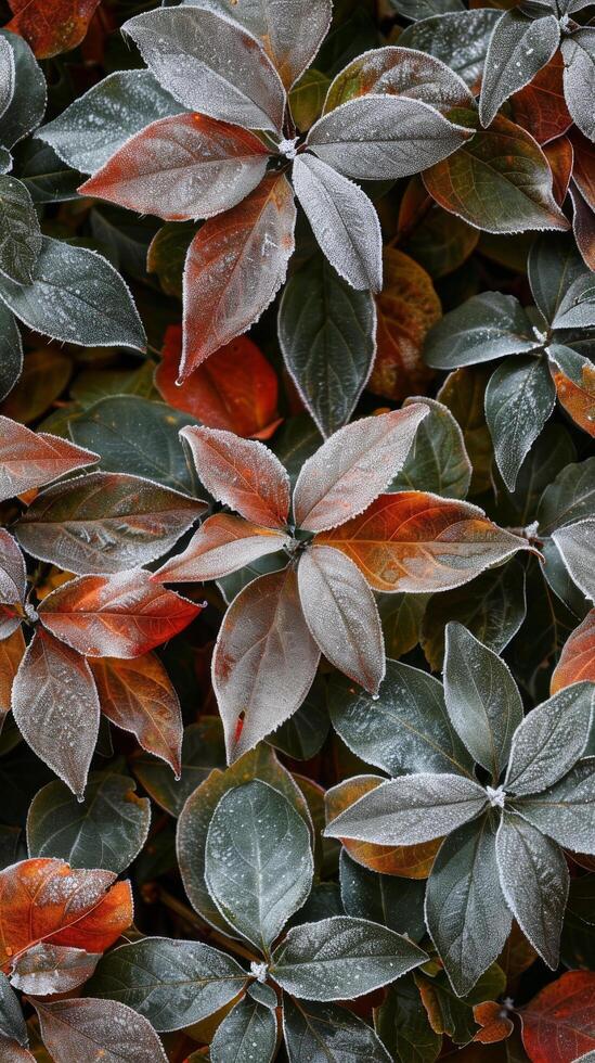 gelido le foglie nel inverno colori foto