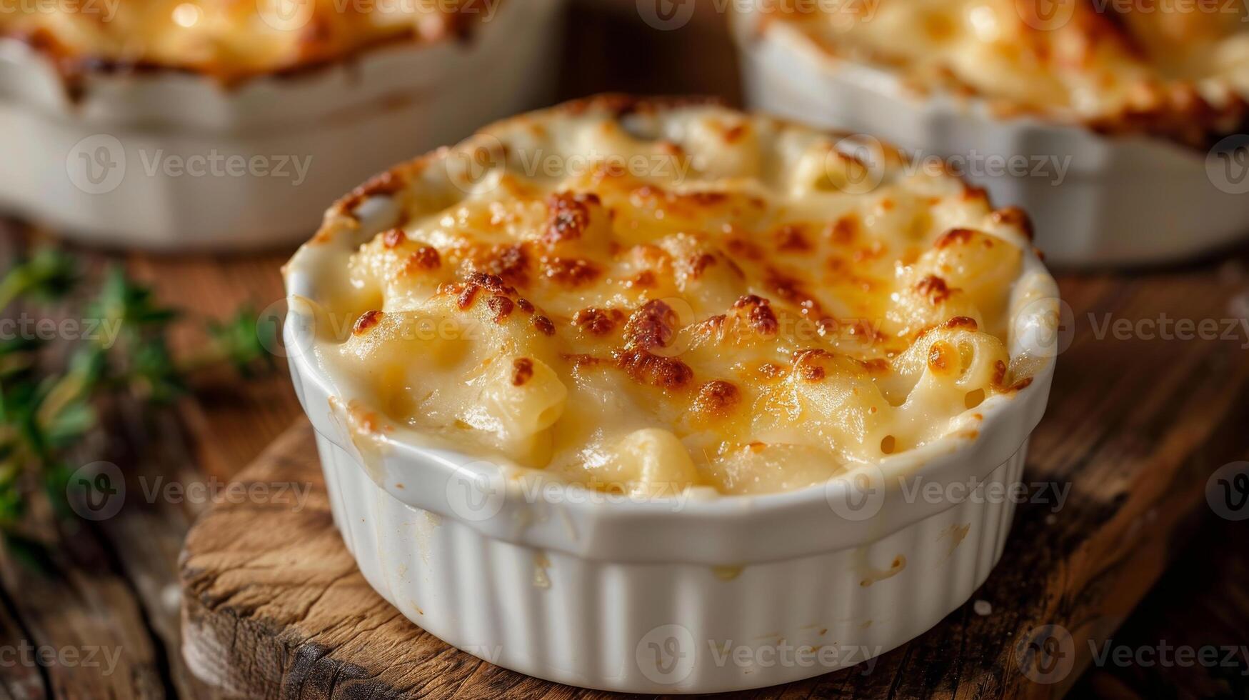 un' bianca ciotola di maccheroni e formaggio con un' spruzzatina di erbe aromatiche su superiore foto