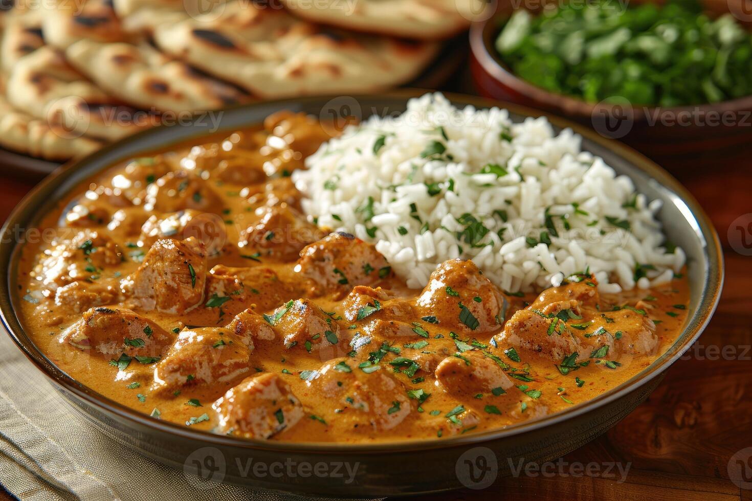 pollo tikka curry nel il cucina tavolo professionale pubblicità cibo fotografia foto