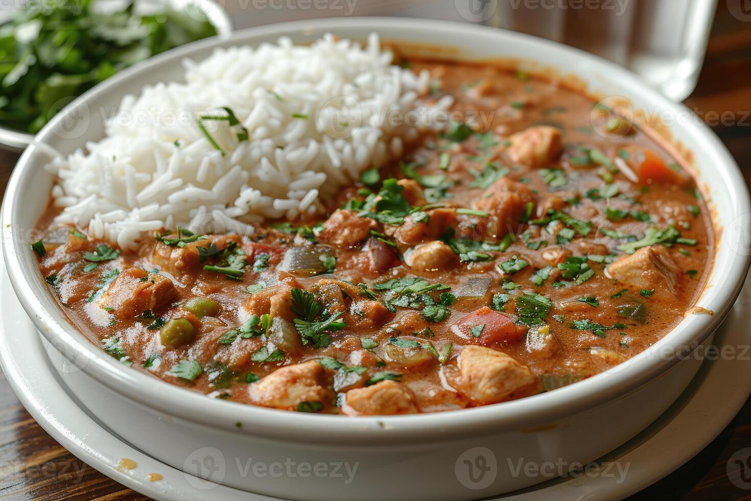 pollo tikka curry nel il cucina tavolo professionale pubblicità cibo fotografia foto