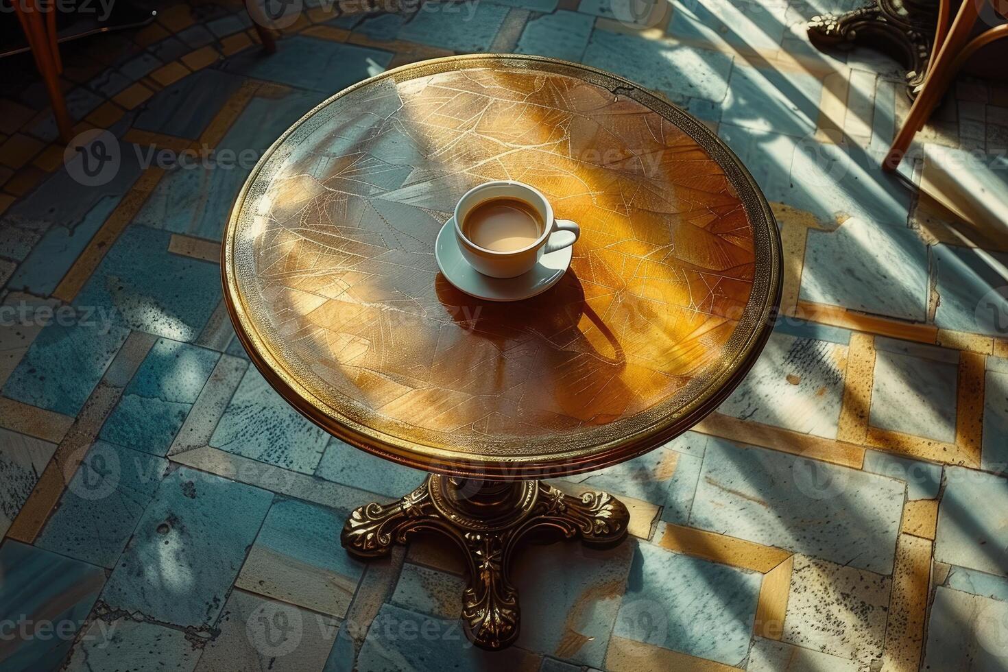 mattina caldo tazza di caffè nel il bar tavolo professionale pubblicità cibo fotografia foto