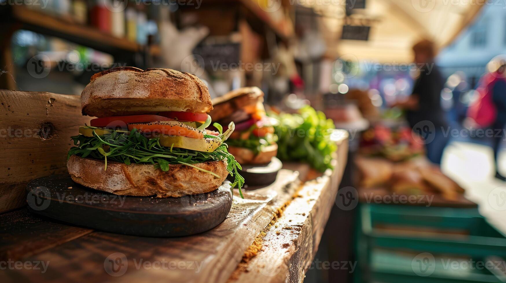 semplice Sandwich contro un' vivace agricoltori mercato stalla foto