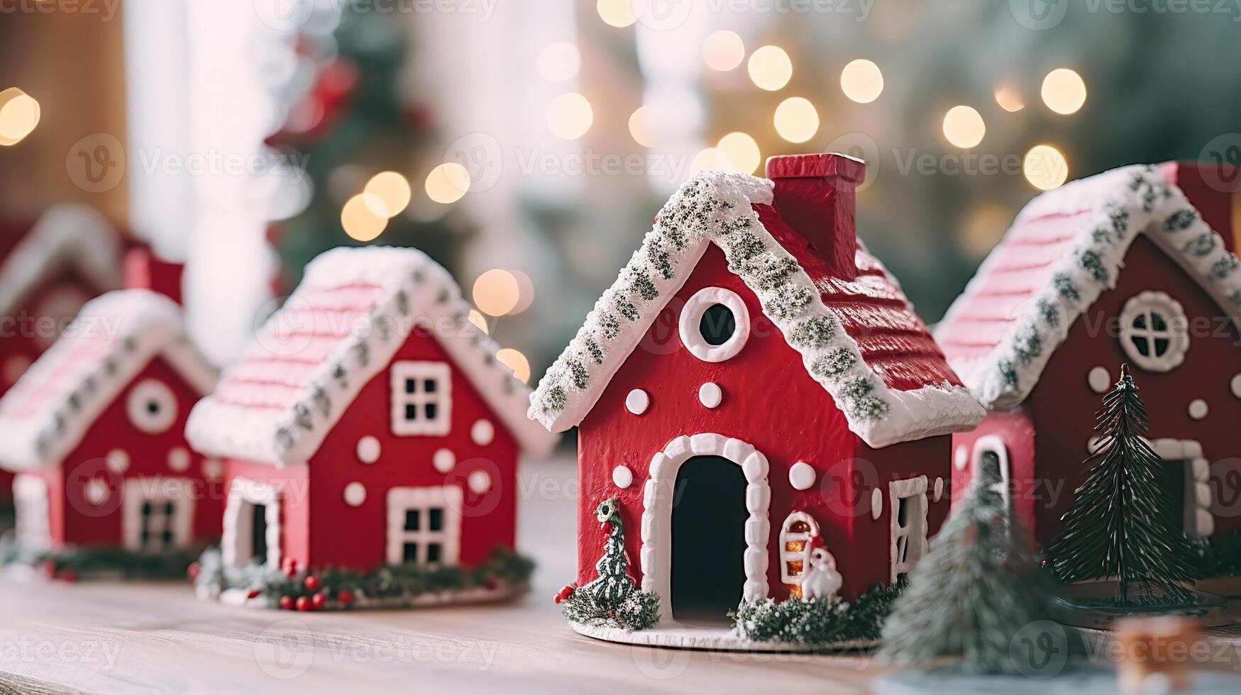 Natale decorazioni, giocattolo case miniatura avvicinamento foto