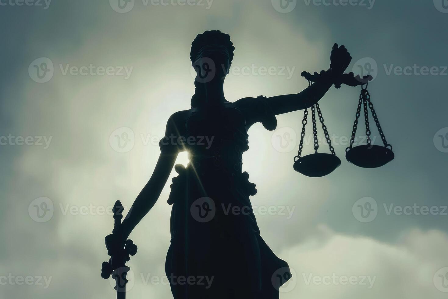 statua di giustizia silhouette tema. foto