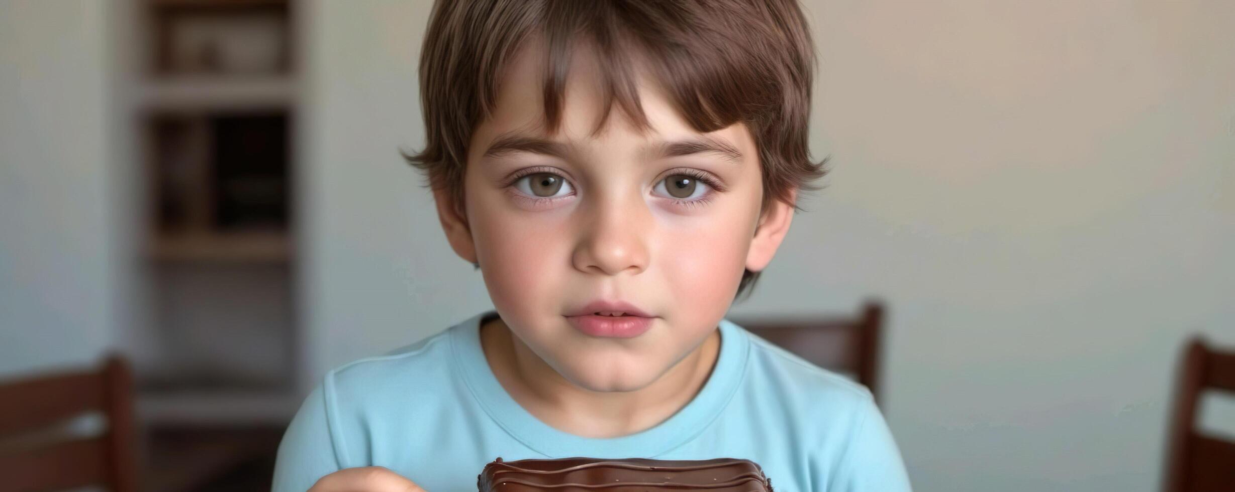 bambino mangiare cioccolato foto
