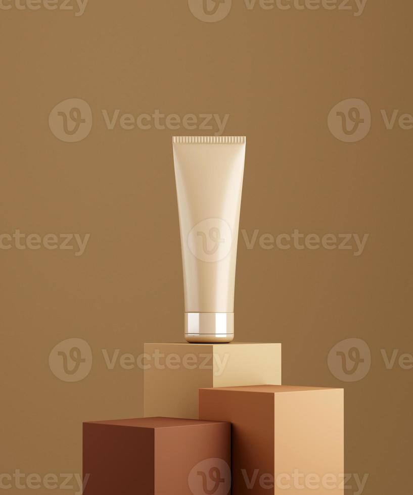 scena monocolore per la presentazione del prodotto cosmetico bb-creme. vaso cosmetico su sfondo piedistallo nudo. rendering 3d foto