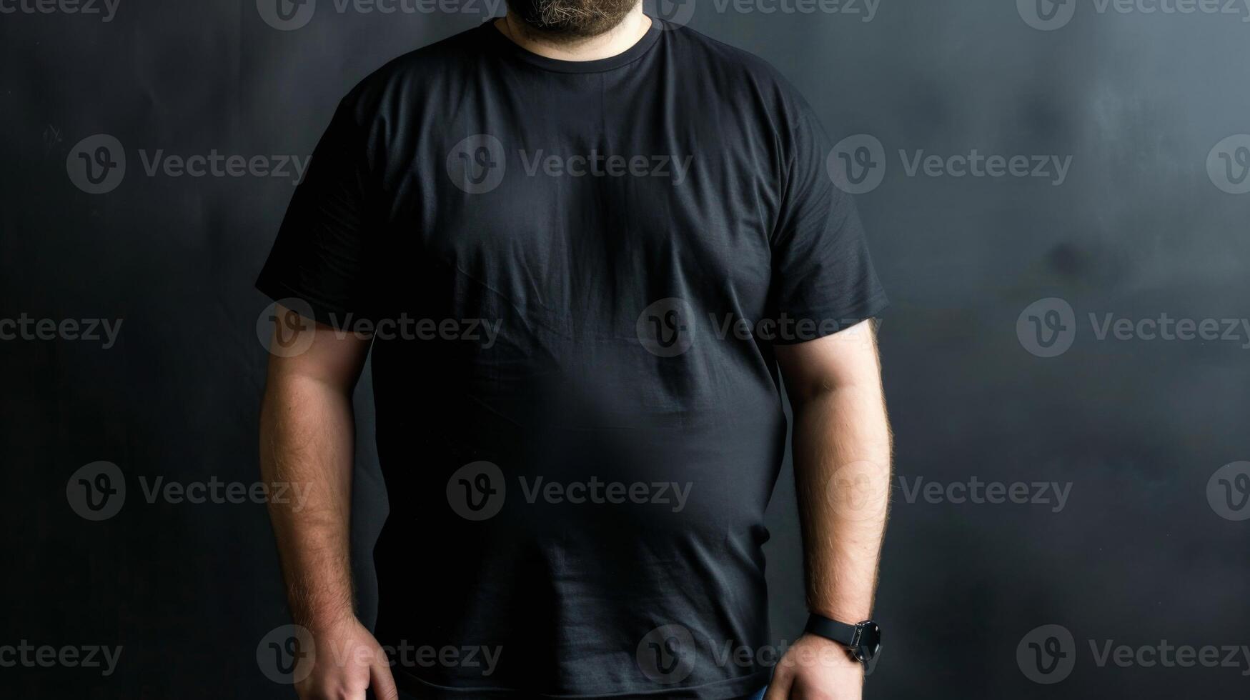 grande dimensione Grasso adulto uomo modello nel vuoto nero t camicia per design modello foto