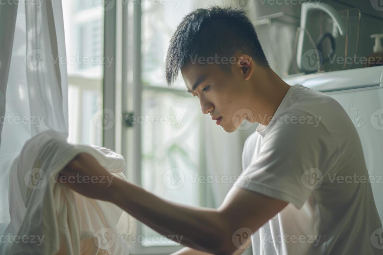 asiatico uomini fare lavori di casa formazione foto
