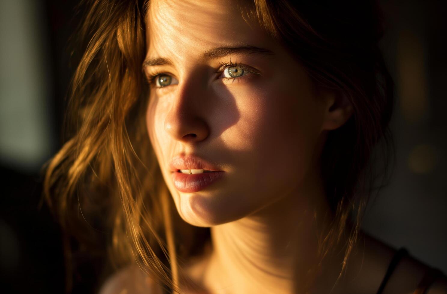 giovane donna tramonto illuminato ritratto foto