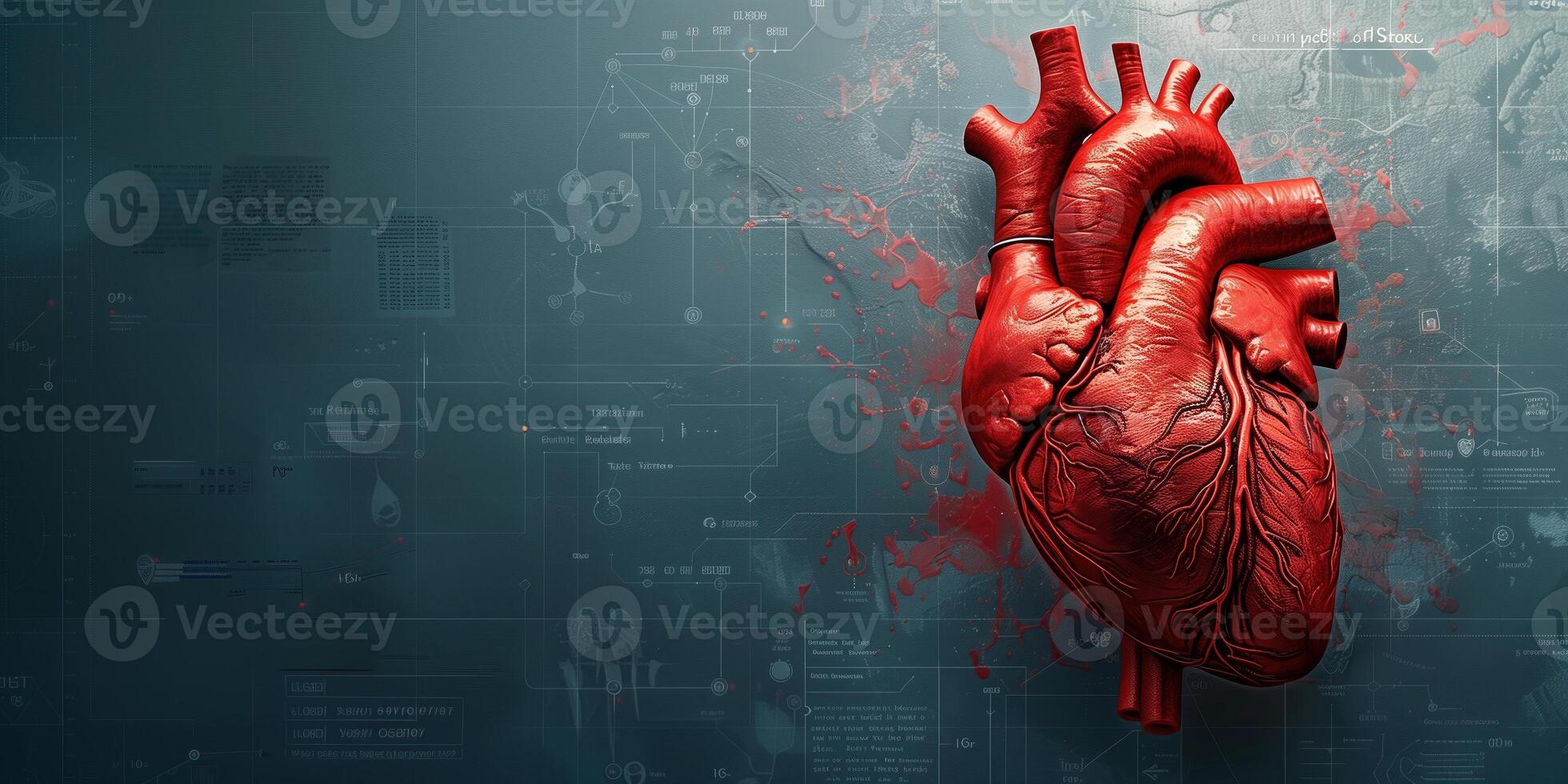 ai generato illustrazione di un' umano cuore nel arte stile per medico temi foto