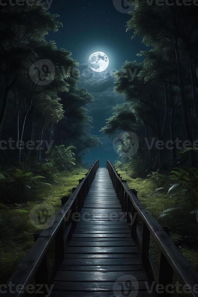 di legno sentiero principale per il Luna nel il foresta foto