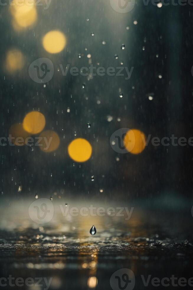 sfondo di pioggia su sfocato bokeh foto