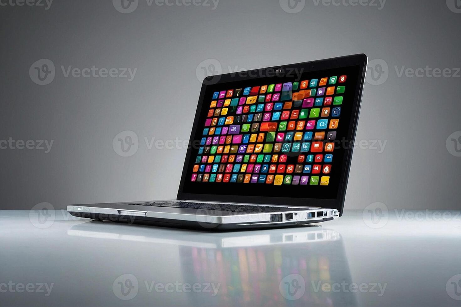 il computer portatile con icone su schermo foto