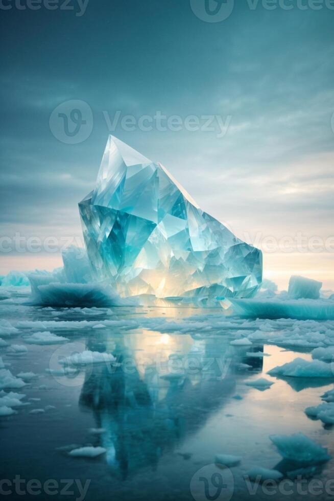 iceberg galleggiante nel il acqua a tramonto foto