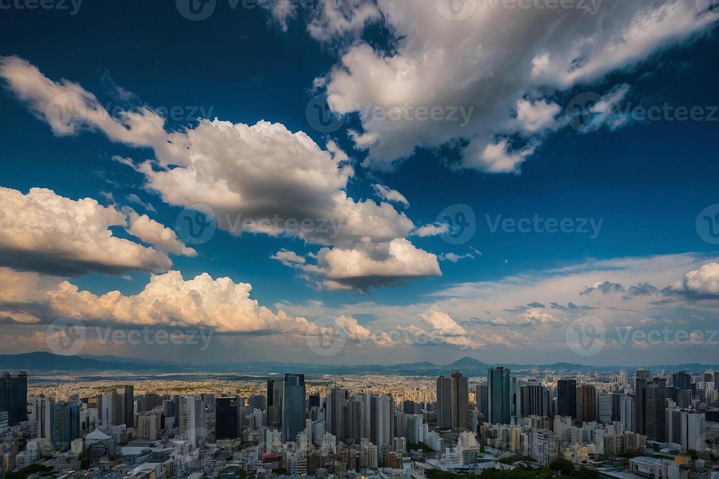 un' città orizzonte con nuvole e blu cielo foto