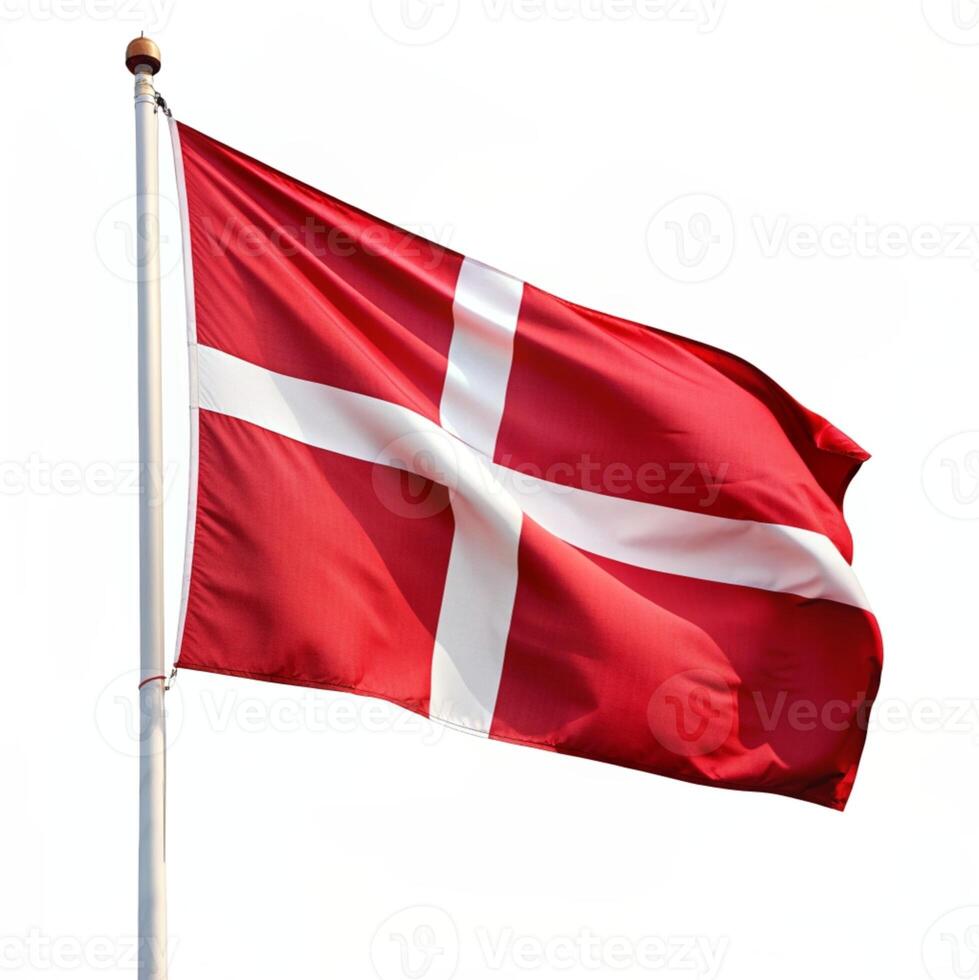 ai generato il bandiera di Danimarca è volante alto nel il aria foto