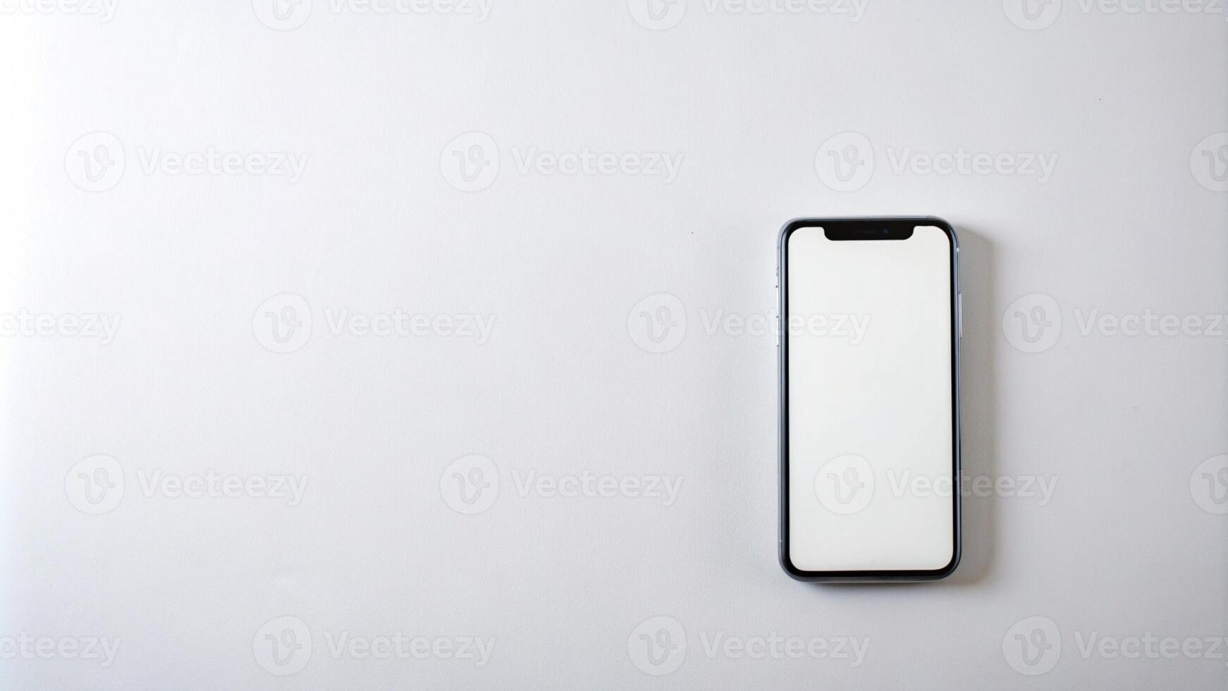 ai generato un i phone è mostrato su un' bianca superficie foto