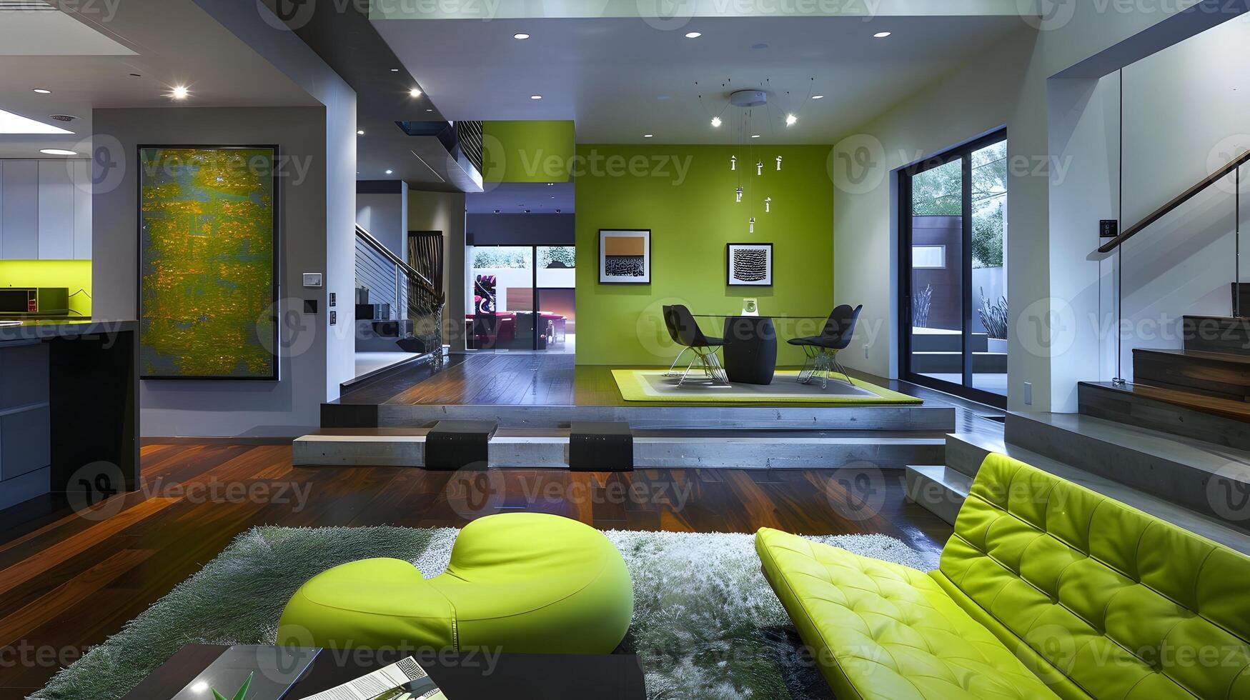 lime verde Accenti rinvigorire moderno casa interno con elegante contemporaneo design foto